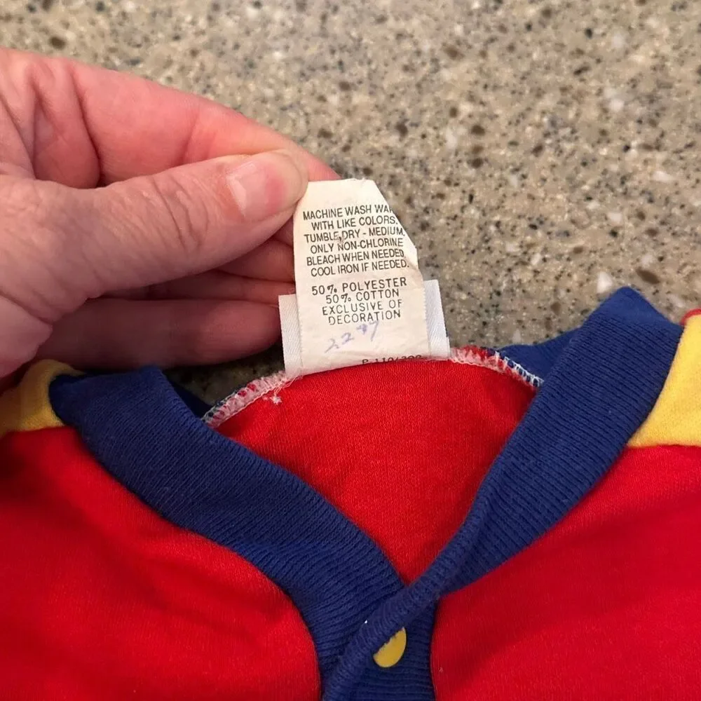 CARTER'S Vintage 90s Made In USA Frog Embroidered Colorblock Baby Romper